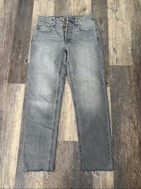 GAP Cheeky Straight High-Rise Button-Fly Gray Jeans